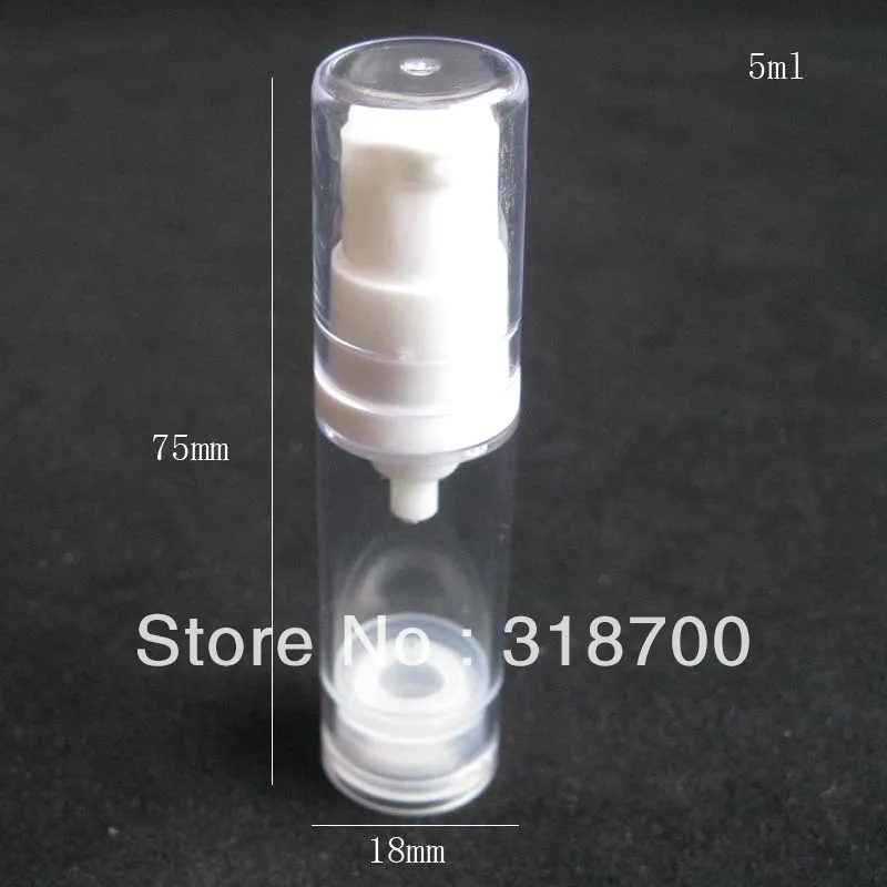 

300 x 5ml Refillable Empty Transparent Airless Plastic bottle pump cream bottle vacuum lotion bottle cosmetic and packaging