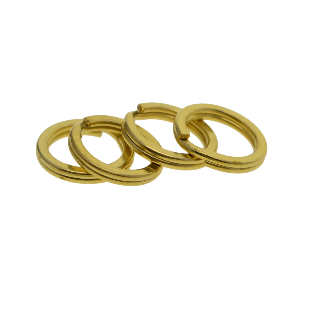 20 Pieces Solid Brass Flat Split Key Ring Chain Hook Hardware 15 mm / 0.59 inch Keyrings Keyschains Connector Bag Charms Clasp