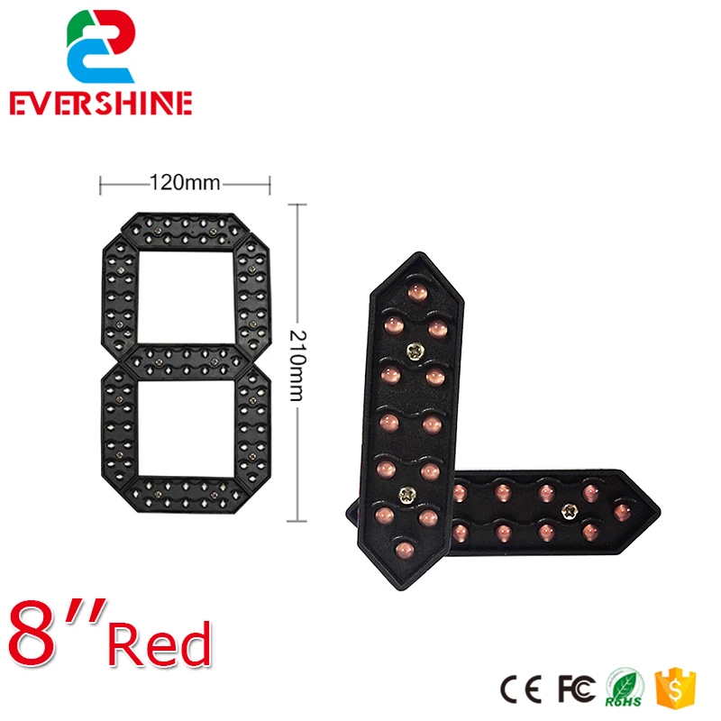 

8pcs/lot 8" Outdoor Red Color LED Digital Gas Station 7 Segment LED Sign Digital Number Module