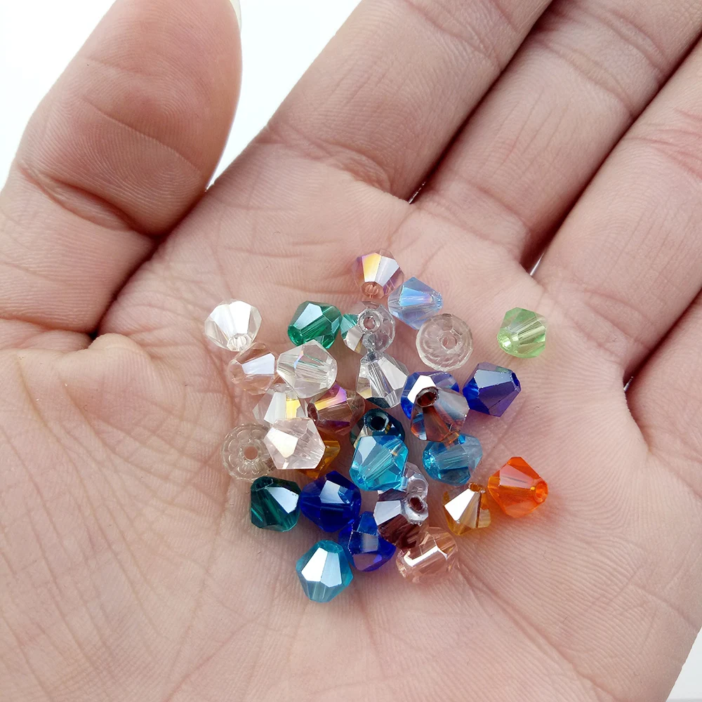 WLYeeS 50pcs Austrian Bicone crystals 6mm bead Faceted Round Glass Spacer Loose Bead for Jewelry Making DIY Bracelet Accessories