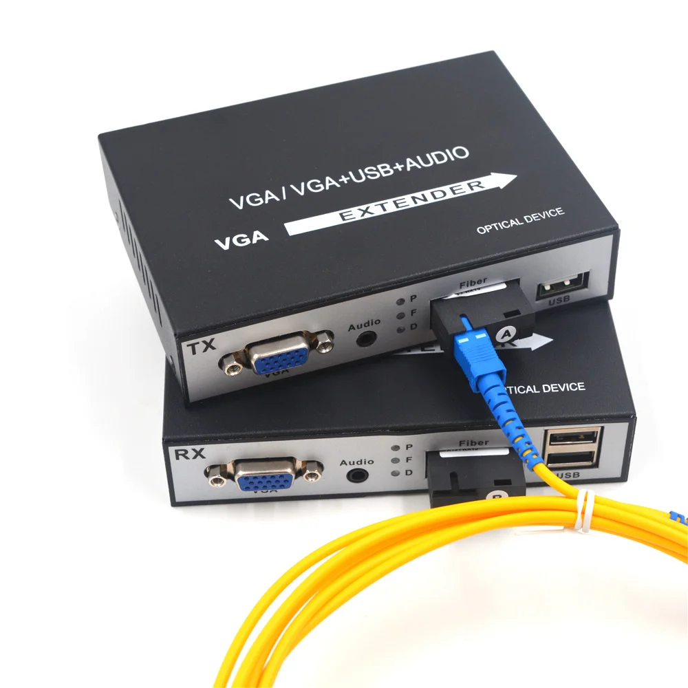 Imagem -05 - Vga Extensores para Conversores de Mídia de Fibra com Kvm Usb e Estéreo 3.5 mm de Áudio-sc Singlemoode 20km Alta Qualidade 1080p