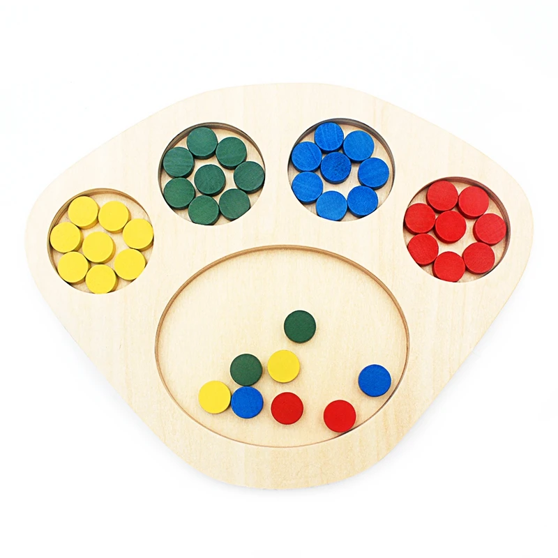 Toddler Montessori Color Sorting Board Game Wood Baby Toy for Children Colors and Shapes Rounds Educational Color Sorting Game