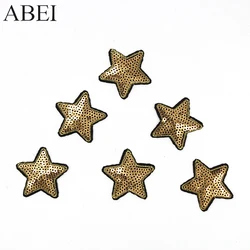 10pcs/lot Iron On Sequined Gold Star Patches Embroidery Clothes Appliqued Diy Stickers Sewing Motif Badge for Bag Hats Jeans