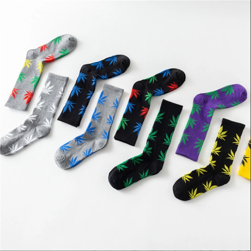 Moda Socmark Funny Socks Men Comfortable High Quality Cotton Happy Hemp Leaf Maple Casual Long Weed Crew Sock Dress Harajuku