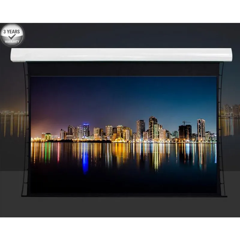 110 diagdiagdiagonal 16:9 tela de projeção motorizada da tab-tensão do cinema 4k da casa de hdtv com luz ambiental cinzenta de alr que rejeita o cinza ats110