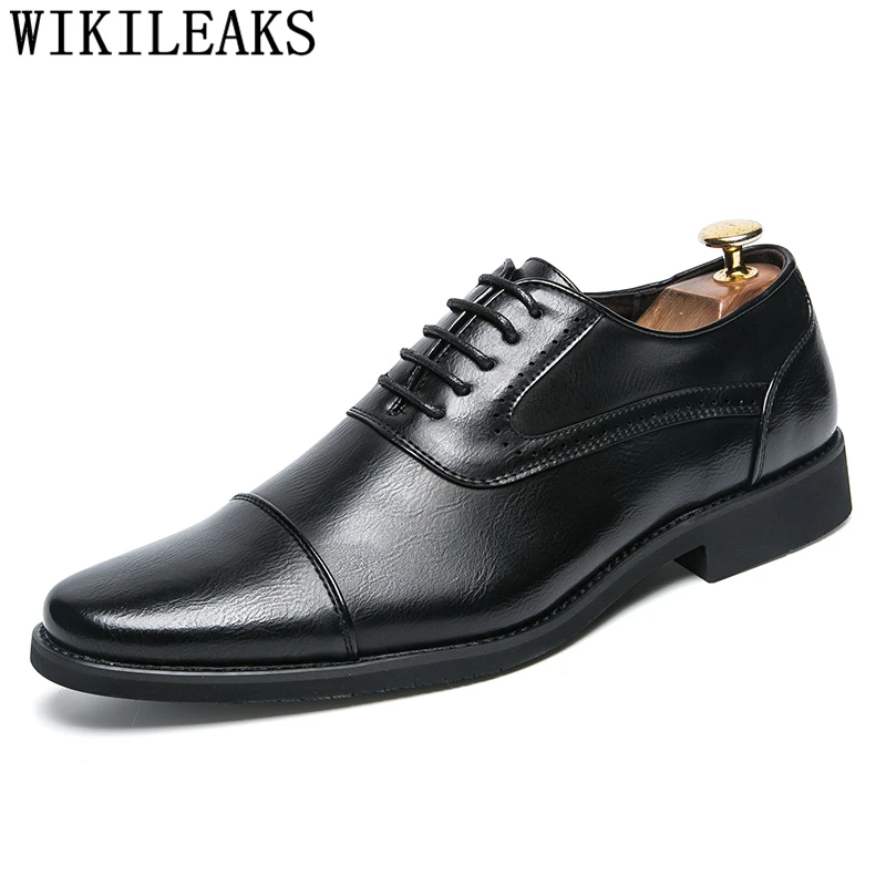 

Business Shoes Men Oxford Leather Coiffeur Office Shoes Men Formal Italian Brand Brown Dress Wedding Shoes Men Classic Big Size