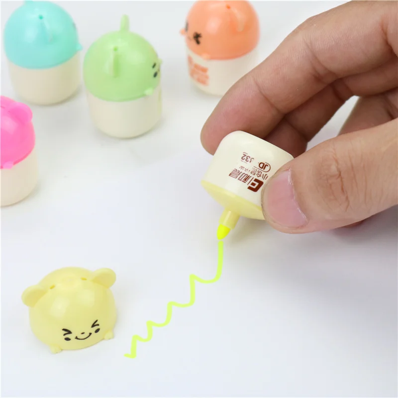 Cute hamster 6 color painting pen Mini school office fluorescent marker pen Children's learning gifts