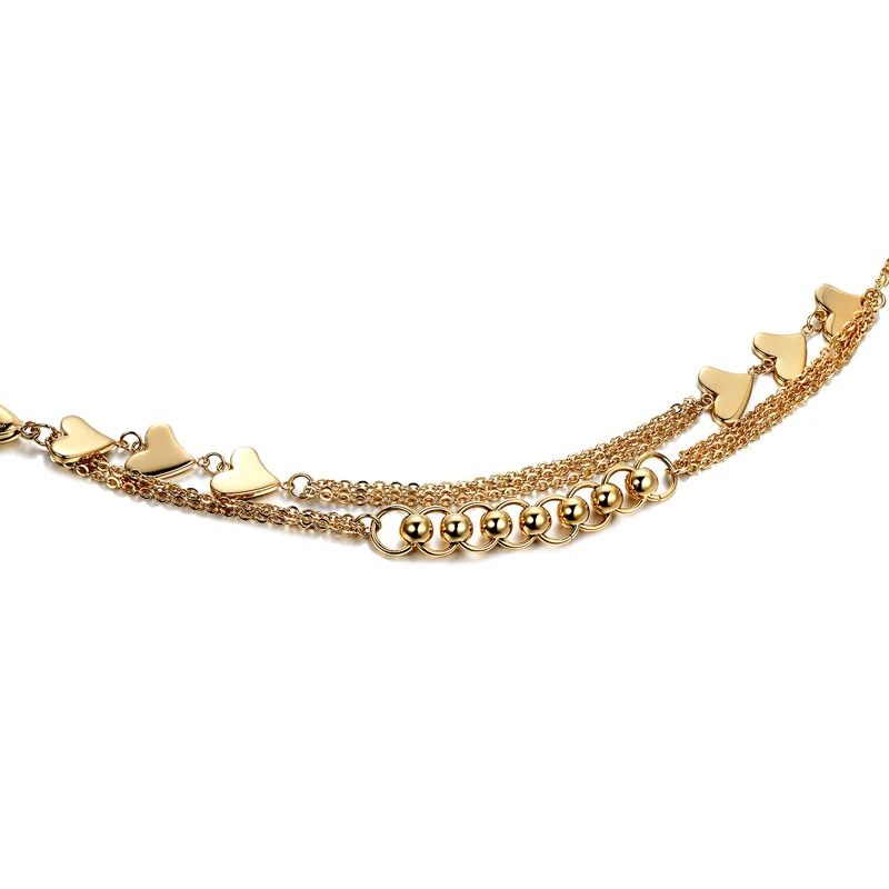 New Style Brand Gold Color Heart And Beads Charm Bracelets & Bangles Multi Mode Accessories Chain Bracelets For Women Pulsera image 2