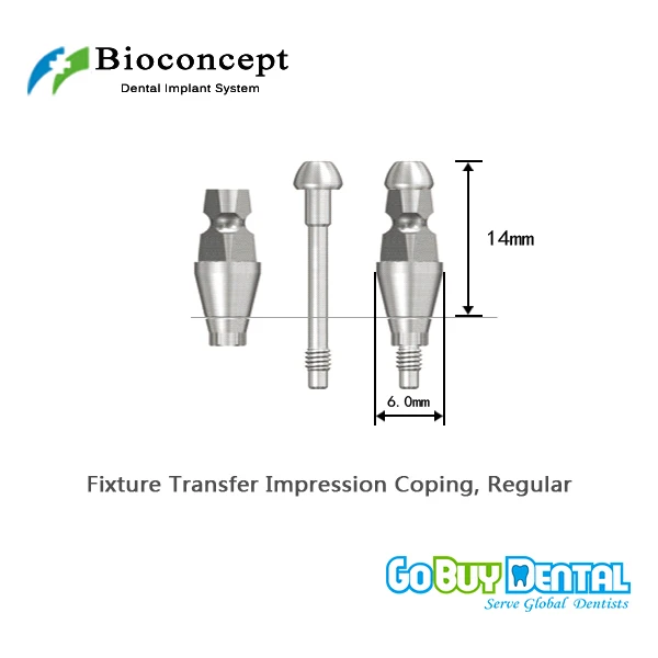 Bioconcept Hex Regular Fixture Transfer Impression Coping φ6.0mm, Length 14mm for Close Tray(362350)