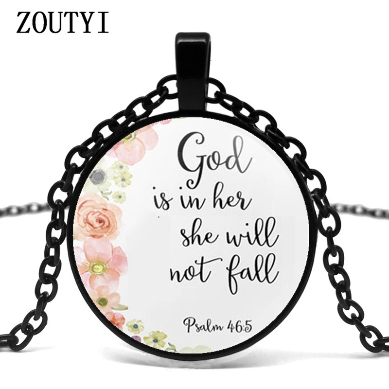 2018/Psalm 46:5 Scriptures God in her heart, she will not fall into the kindergarten scripture necklace