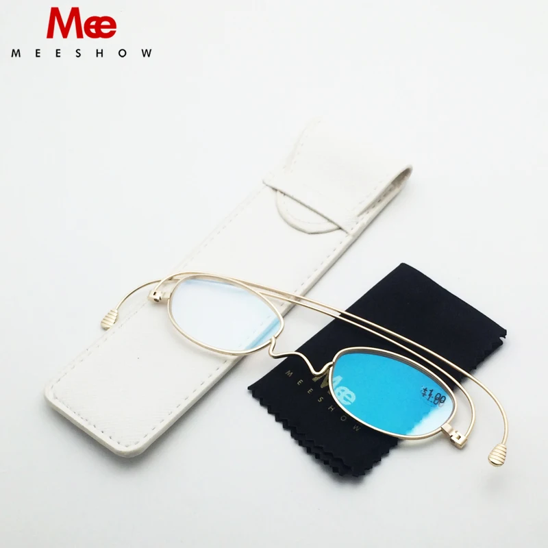 MEESHOW titanium reading glasses women men glasses frame paper glasses ultra thin eyeglasses pocket gold reading glasses +2.0