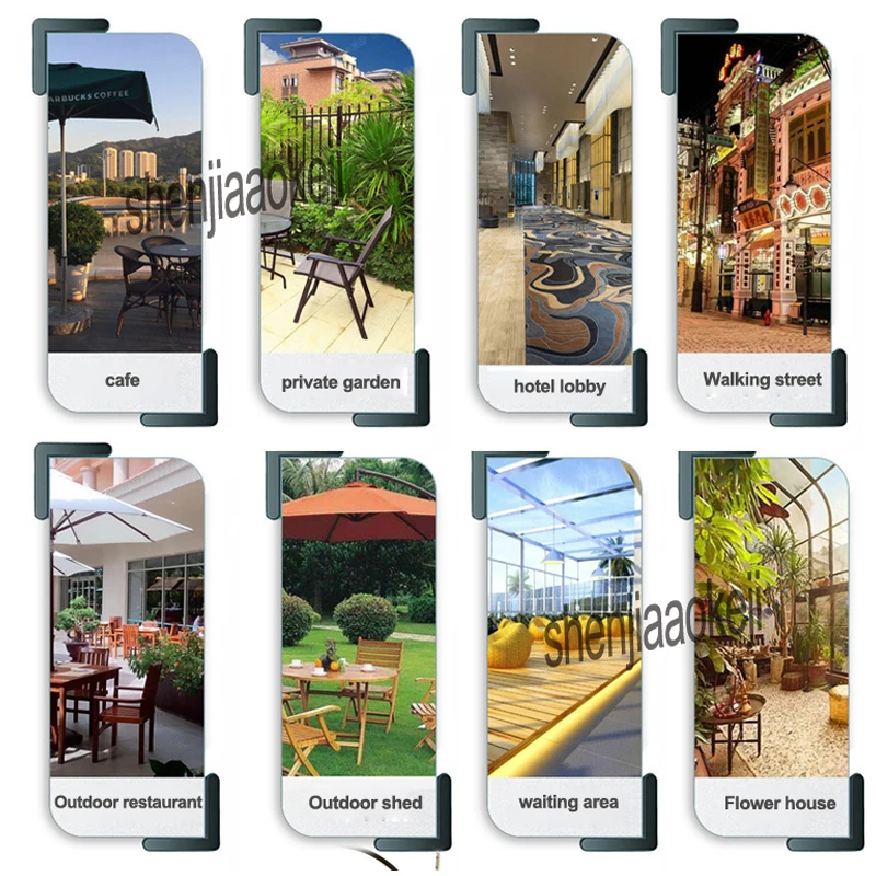 Aquecedor elétrico para suspensão em aço inoxidável, aquecedor comercial em formato de guarda-chuva para pendurar, restaurante, café, hotel, escritório