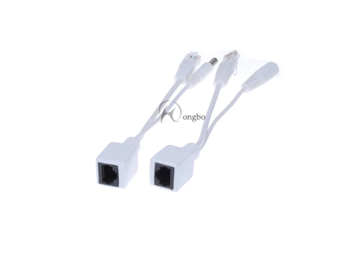 10Pairs/lot Power Over Ethernet Passive PoE Injector Splitter Adapter Cable Kit New white POE cable POE splitter