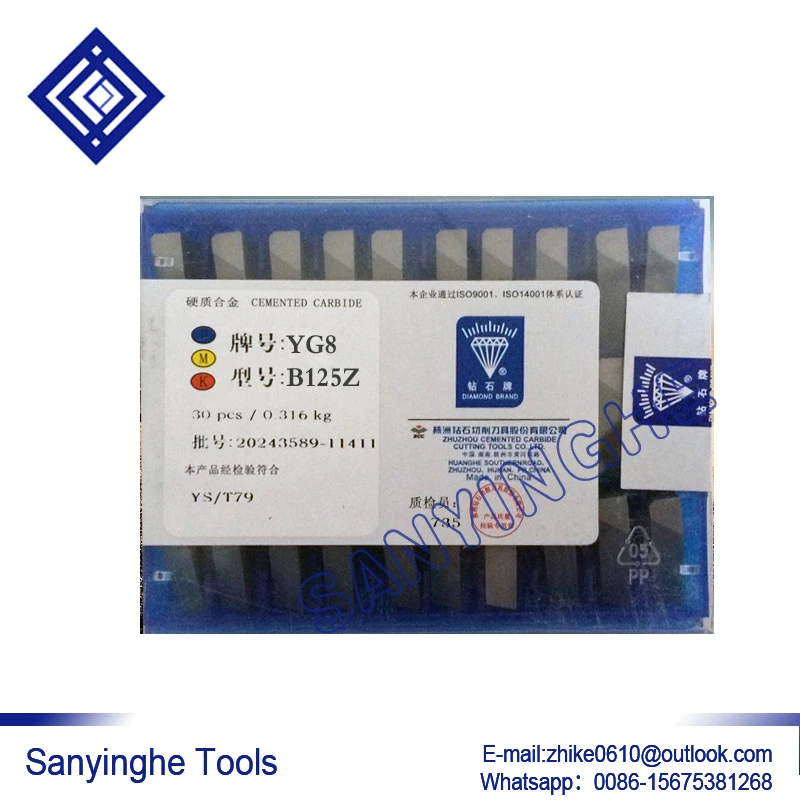 

30pcs/lots B125Z YG6 / YG8 / YW1 / YW2 / YT5 / YT14 / YT15 carbide welding inserts brazed insert