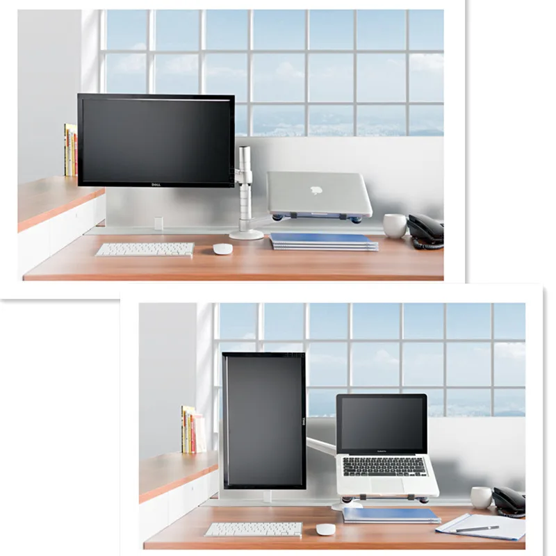 OA-7 10-27 "الألومنيوم متعددة الوظائف LCD شاشة LED حامل مكتبي حامل vesa الذراع الحركة الكاملة 7kgs + 10-15" محمول صينية دفتر