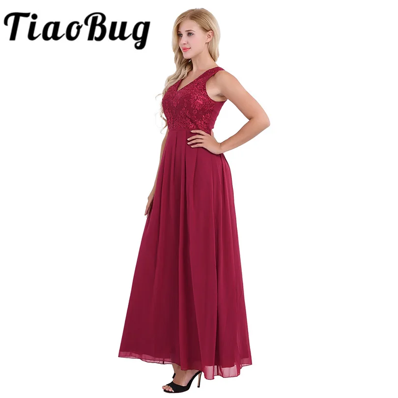 2021 frauen Damen Chiffon Ärmellose Brautjungfer Kleid Plissee Taille Lange Gestickte Blumen Druck Hochzeit Party Kleid Abendkleid