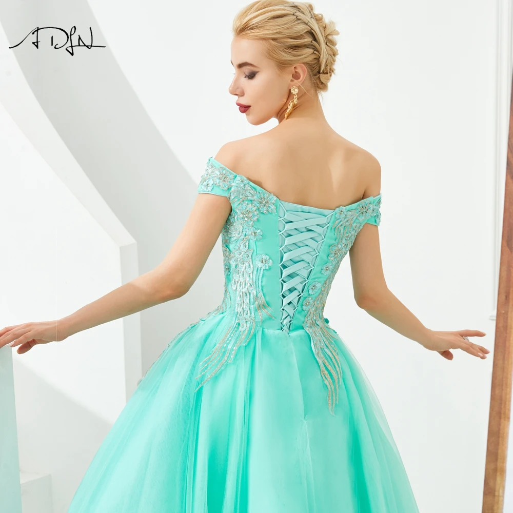 ADLN Mint Grün Quinceanera Kleider Günstige vestido de debütant 15 nos Off-schulter Ballkleid Formale Abendkleid Süße 16 kleid