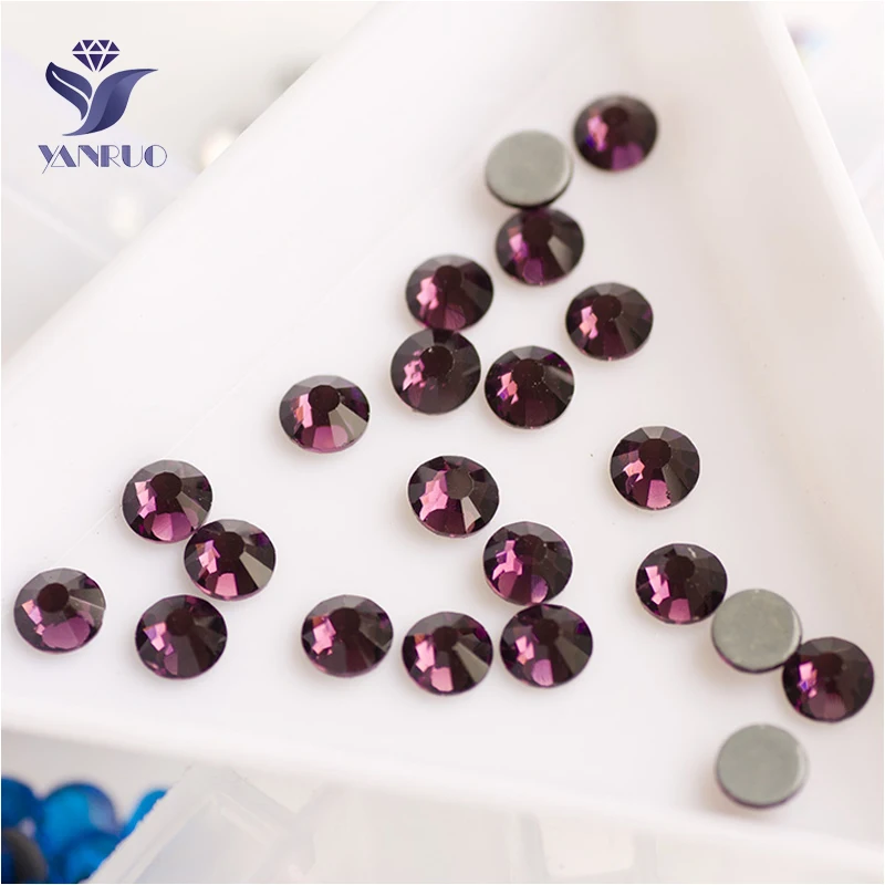 YANRUO 2028HF All Sizes Amethyst Hotfix Glitter Strass Iron Rhinestones Crystal Stone Flatback For Clothes