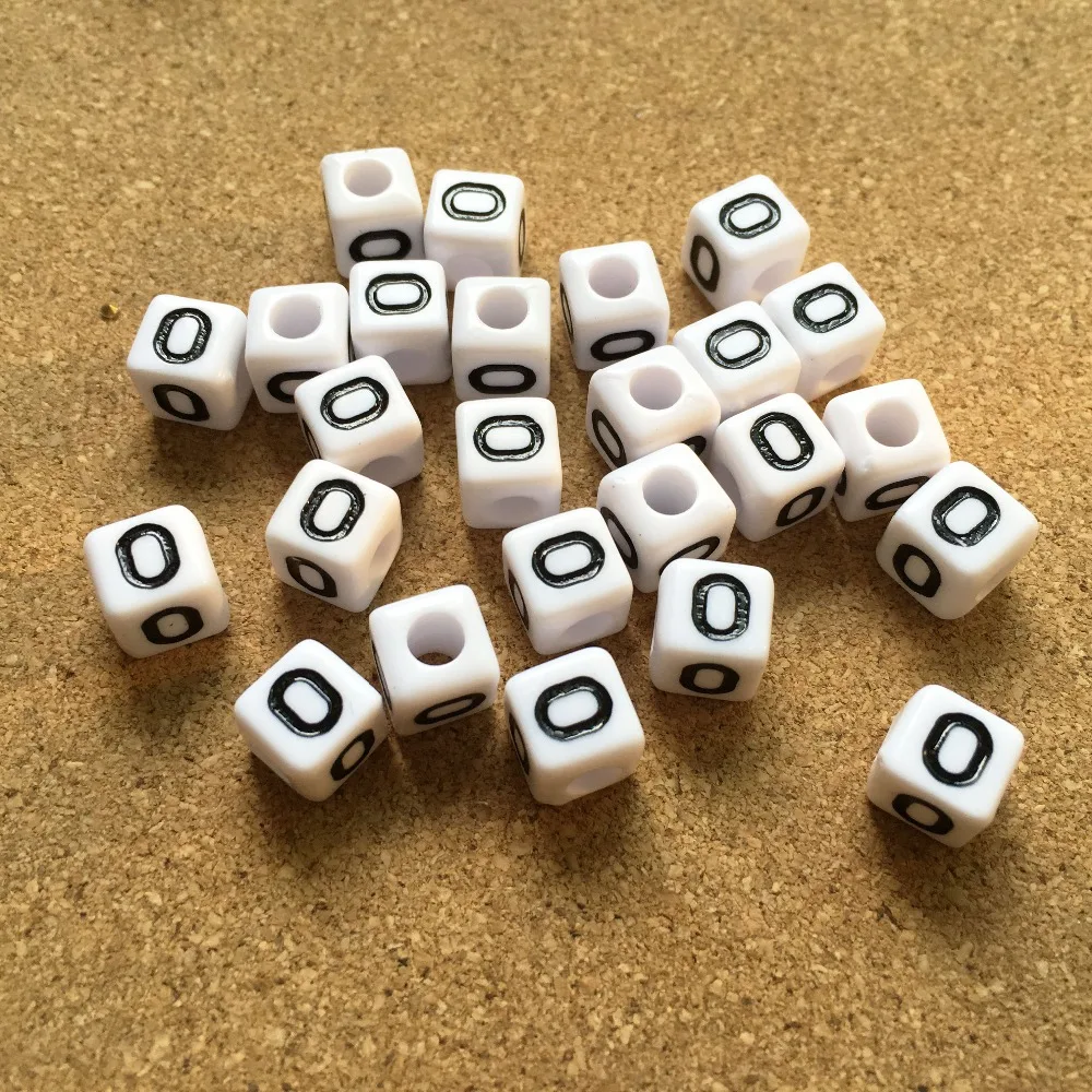 

8*8MM Cube Alphabet Beads 1100pcs Plastic English Character O Printing Plastic Letters Beads DIY Jewelry Findings Initial Beads