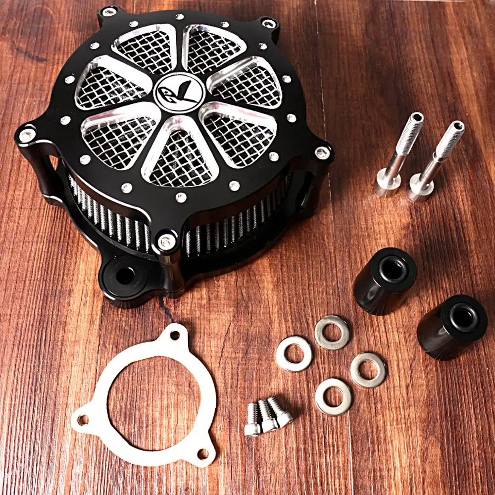 High Flow Filter Shallow Cut Air Cleaner Kit Fit For Harley Touring Street Glide Road King FLHX FLHR FLHT 08-14 15 16