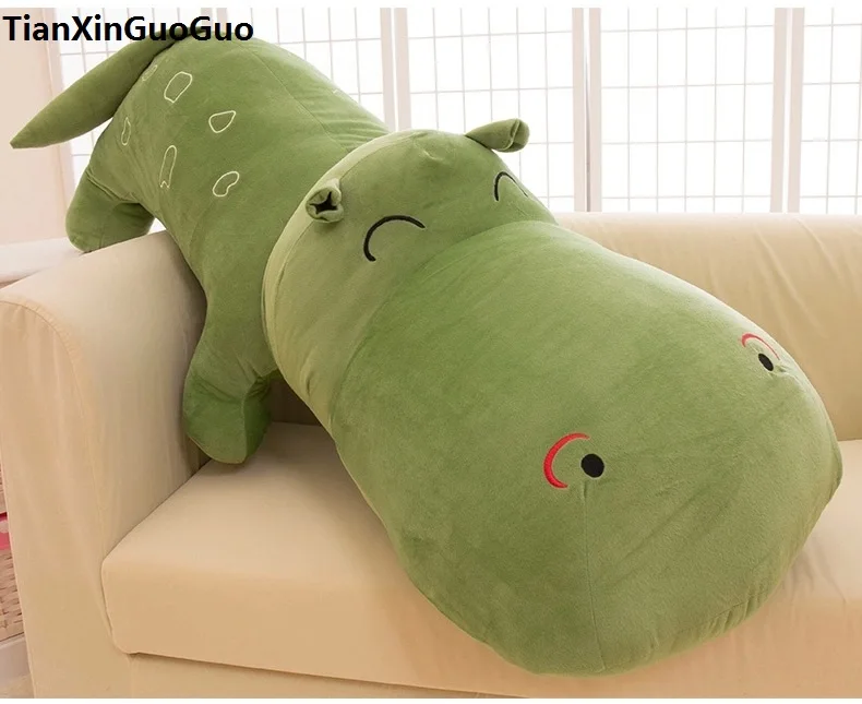 stuffed toy huge 140cm cartoon green hippo plush toy doll soft hugging pillow Christmas gift b2803