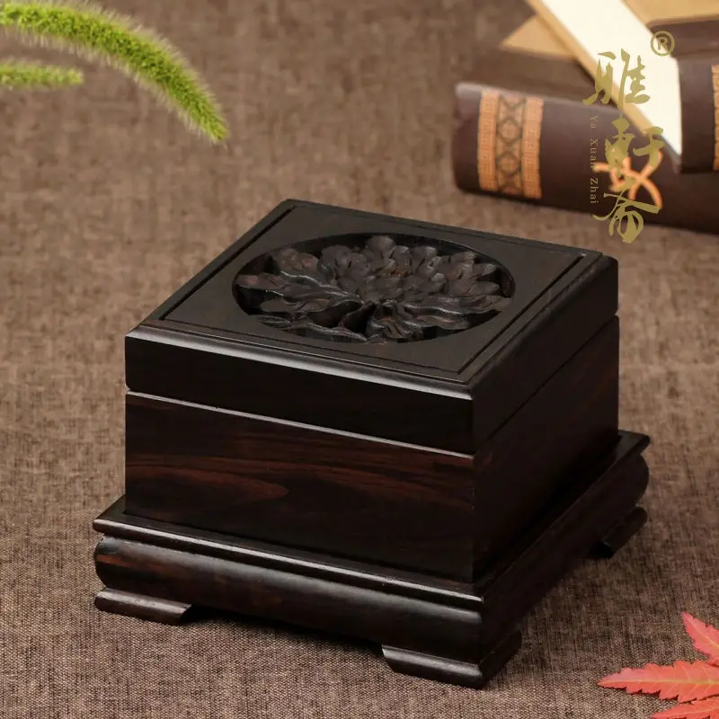 Purple incense  wood mahogany Tan disc quality incense burner Tan peony hollow sandalwood incense box