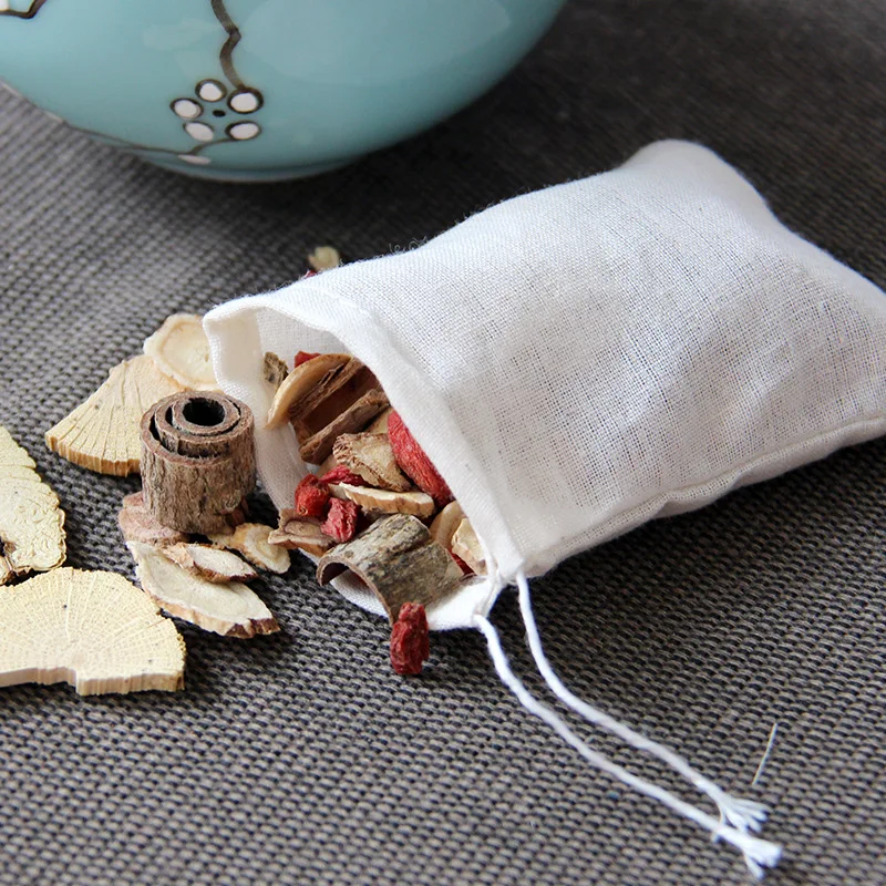 2000Pcs 7cmx9cm Pure Cotton Filter Gauze Bag Chinese Herbs Spice Loose Tea Bag Sachet Holder Fragrance Bag Kitchen Accessories