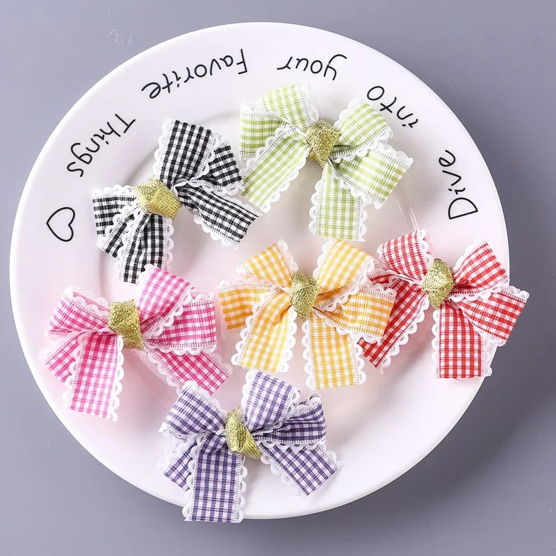 New Korean Version of Lattice Head Dog Clip Princess Pet Bow Headwear Accessories wholesale 20pcs