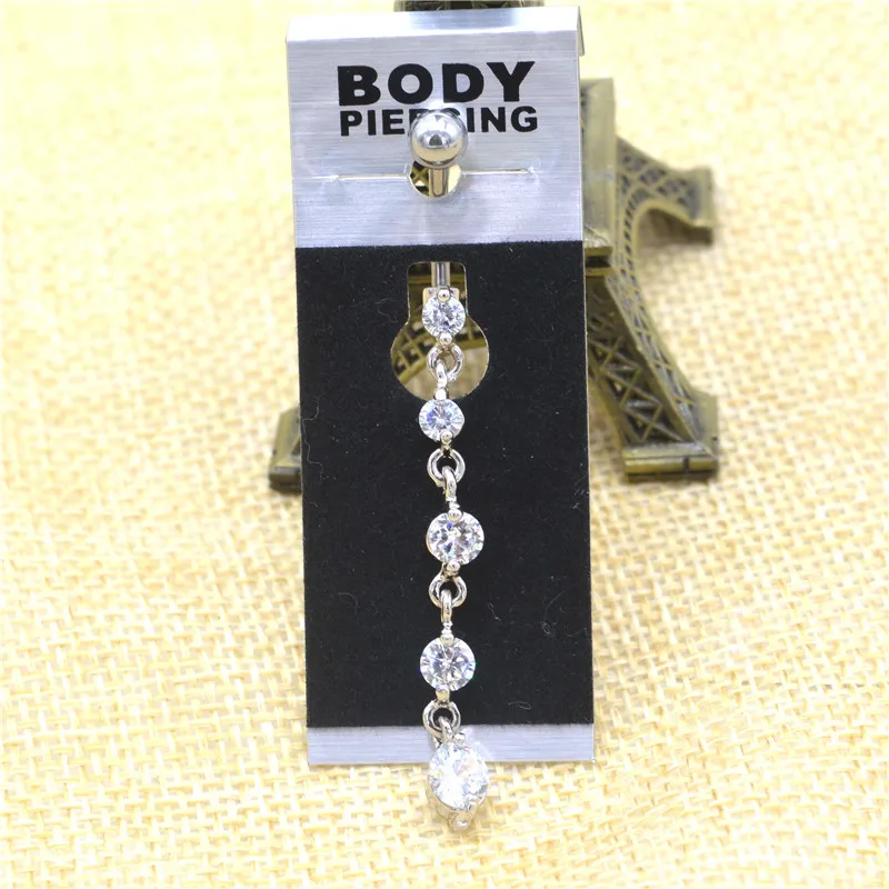 Long Tassel Zircon Belly Piercing Rings 14G Titanium Navel Earring Women Babe Fashion Jewelry Ombligo Pircing Summer Accessories