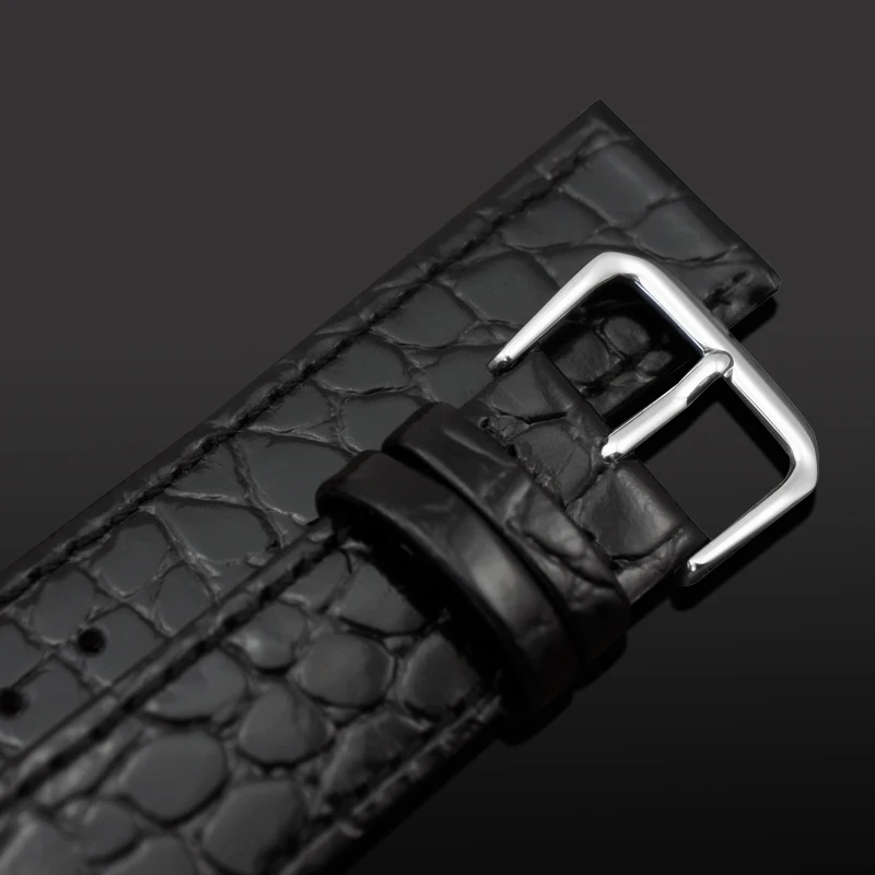 MAIKES Watch Accessories Genuine Leather Watch Strap Crocodile pattern Wrist Band Soft Watchbands 12mm -20mm Black Bracelets