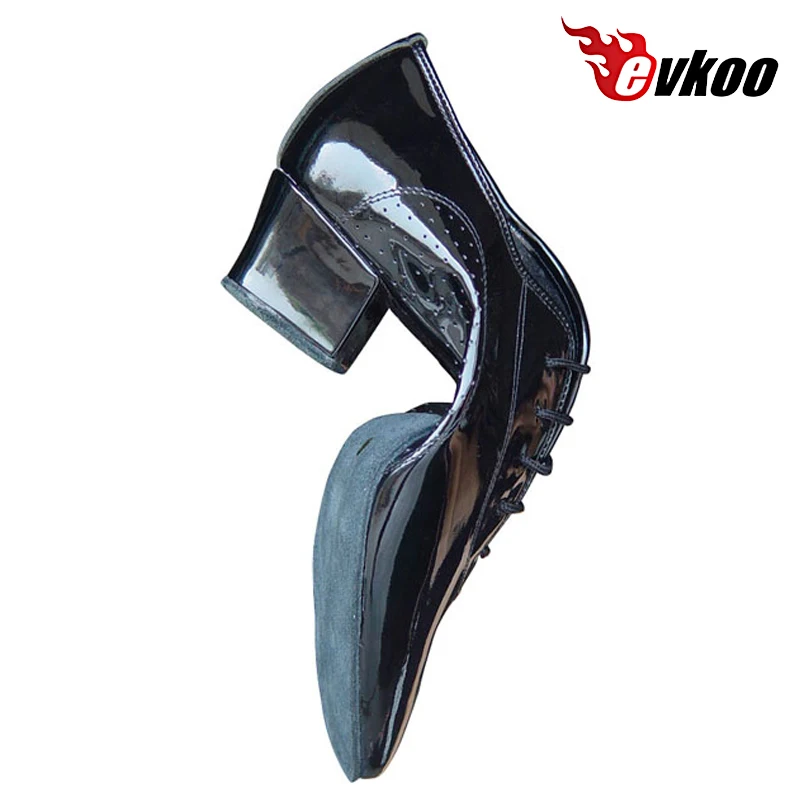 Evkoodance Customsized Black Patent Leather Latin Salsa Dance Shoes 4cm Heel Flexible Leather Sole Dancing Shoes Evkoo-161