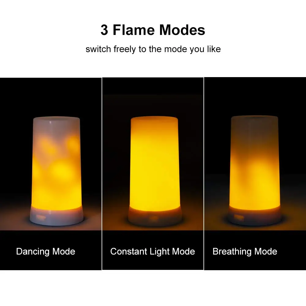 LED Flame Effect Fire Light Bulb Waterproof Outdoor Indoor Flickering Emulation 3 Modes Magnetic Led Flame Lamp USB Rechargeable