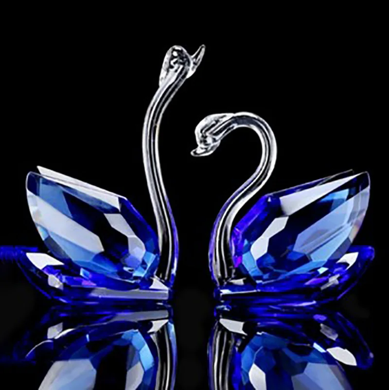 

60mm 4 colors Crystal Swan Crafts Glass Paperweight Figurine Gifts Crafts Ornaments Figurines Home Wedding Party Decor Souvenirs