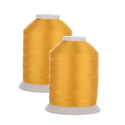 Simthread 206 raccolto filo da ricamo in poliestere trilobale oro filo da cucito 40wt Tkt 120 Tex 27 in 1100Y con 2 bobine