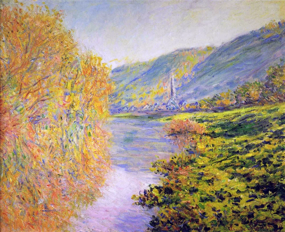 

100% handmade oil painting reproduction on linen canvas,banks-of-the-seine-at-jenfosse-clear-weather,Landscape oil painting