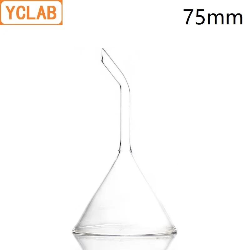 YCLAB 75mm Funnel Elbow Stem Glass Laboratory Chemistry Equipment