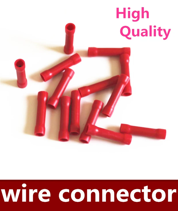 Free shipping wire connector  assorted insulated wire red butt connector electrical crimp terminals  BV1.25