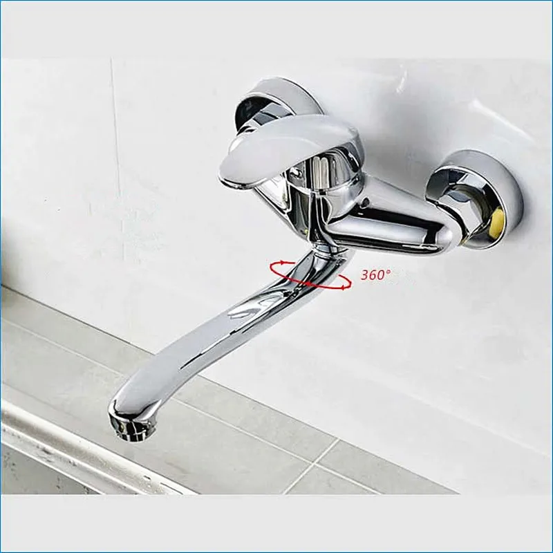 wall mount single handle kitchen faucet,2 hole hot and cold water brass mixer tap,J14760