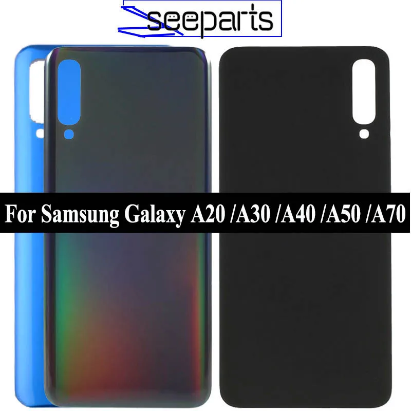 For Samsung Galaxy A20 A30 A40 A50 A70 Back Battery Cover Glass Cover A205F A305F A405F A505F Rear Door Housing Case Replacement