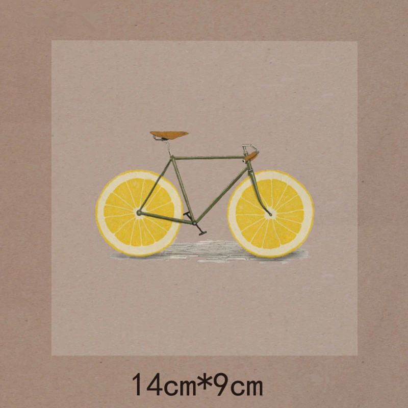 Lemon Bikes Pattern Iron On Patches for Clothing DIY Crafts Heat Transfer Patch Clothes T-Shirt Applique Stickers