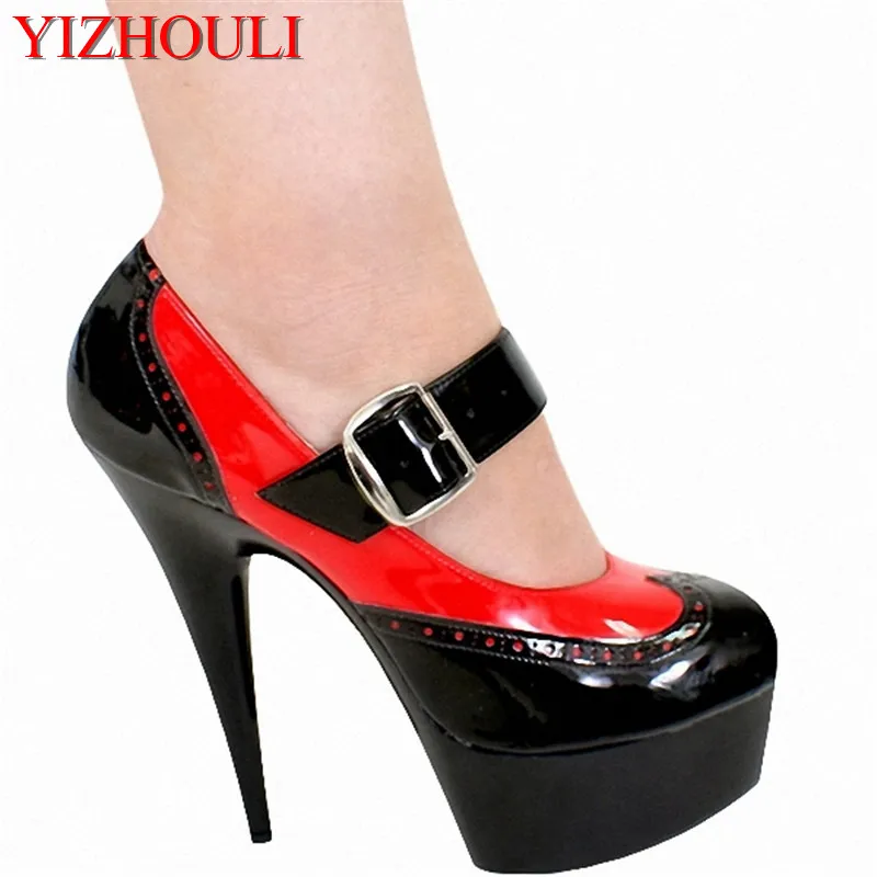 Sexy color matching women's shoes 15 cm high single shoes, platform club stage pole dance performance and stiletto heels