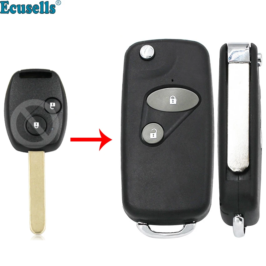 

Modified Flip 2 buttons Remote Key fob Shell housing case for HONDA Accord Civic CR-V Fit Odyssey Ridgeline Pilot UNCUT