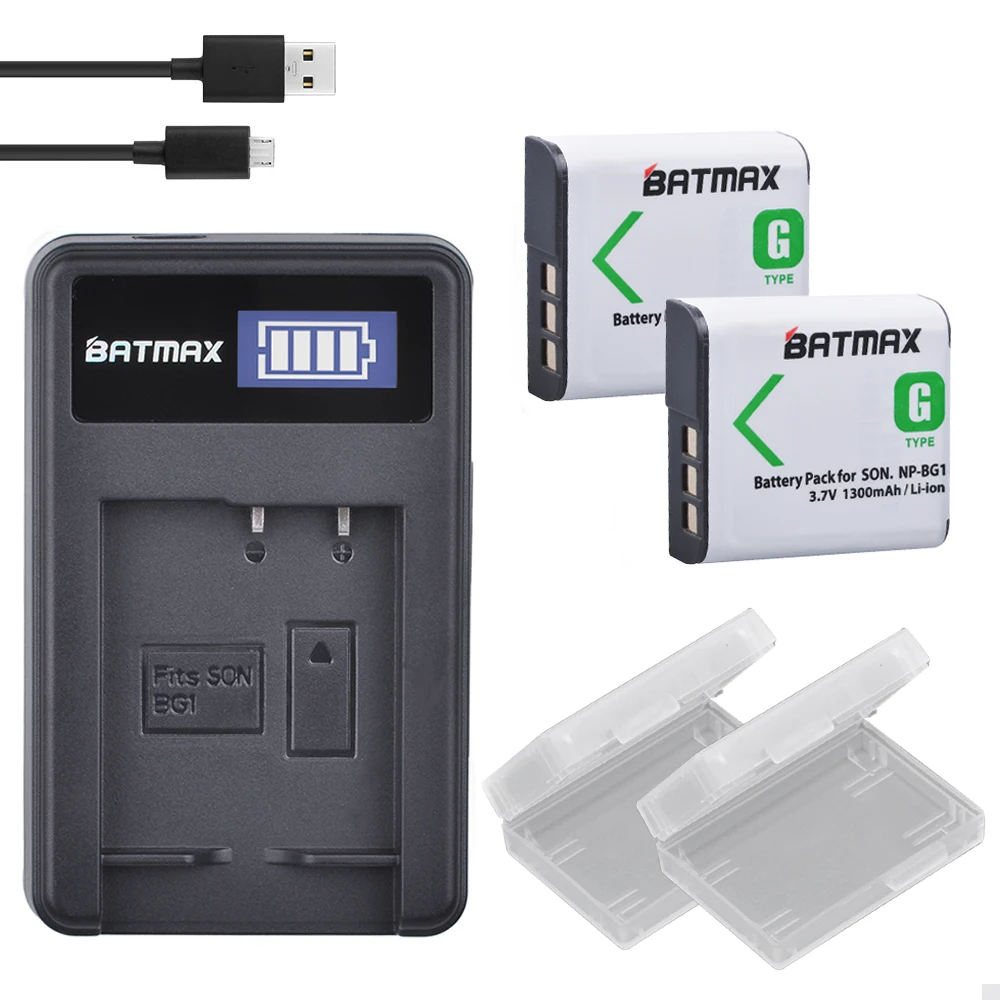 2Pcs NP-BG1 FG1 NP BG1 Battery + LCD USB Charger for SONY Cyber-shot DSC-H3 DSC-H7 DSC-H9 DSC-H10 DSC-H20 DSC-H55 DSC-H70 Camera