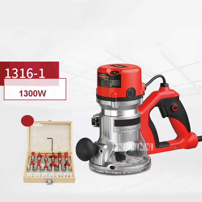 New 1316-1 Handheld Electric Wood Milling Machine D-type Handle Woodworking Tools Trimmer Trimming Engraving Machine 220V 1300W