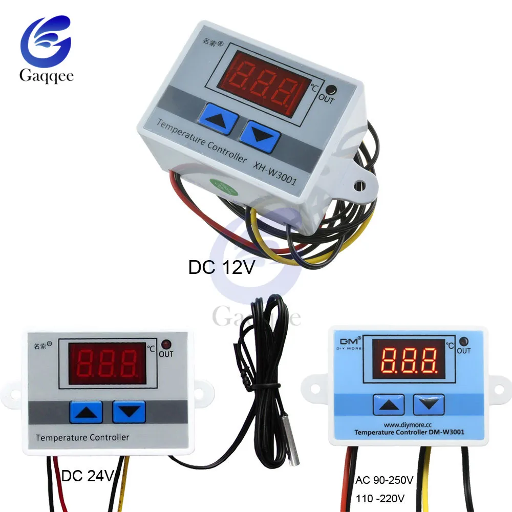 

XH-W3001 W3001 Temperature Controller Digital LED AC 90-250V 110V 220V Thermometer Thermo Controller Switch Probe 10A DC 12V 24V