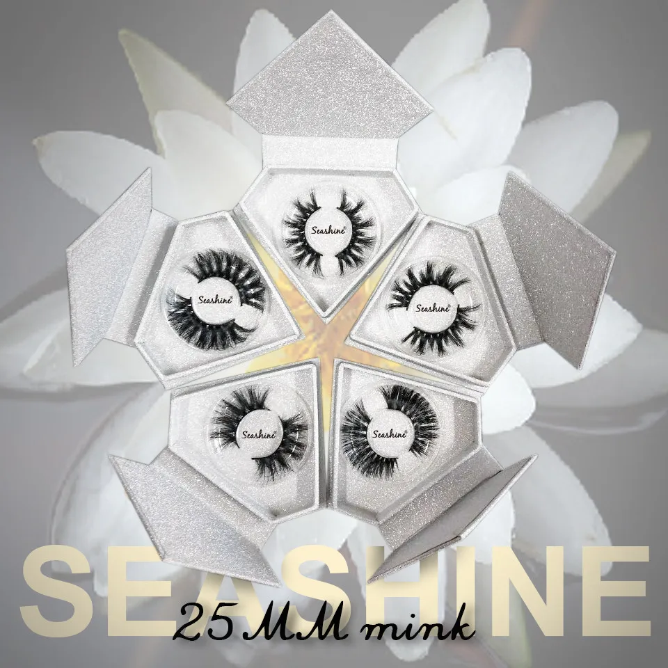 Seashine Private Logo Handmade Luxury 3D Mink Lash Boxes 25MM Mink Eyelashes Free Shipping