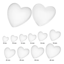Transparent Heart Flat Back Clear Glass Cabochon Magnifying DIY Jewelry Making 8mm-25mm Sizes Available