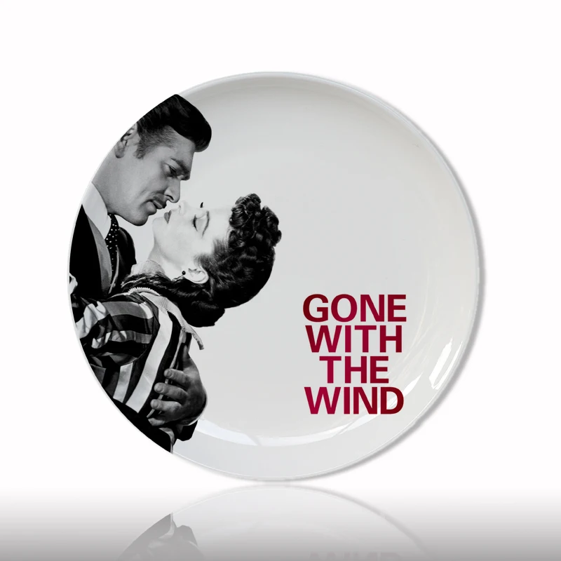 GONE WITH THE WIND Decorative Plate Creative Movie Disply Poster Ceramic Hanging Dish Retro Theme Home/hotel Decor Friend Gift