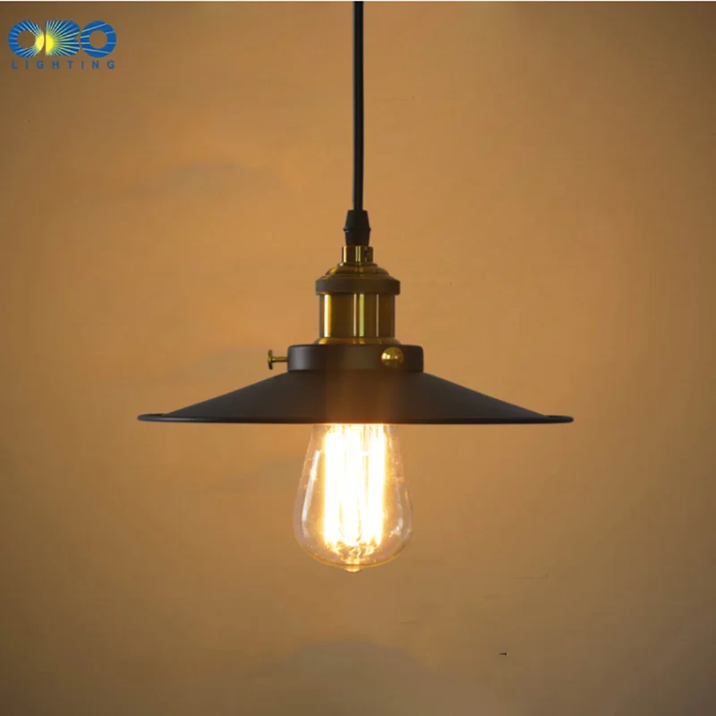 Vintage Pendant Lamp Black Lampshade Edison Lamp Base E27 Dining Hall/Bar Vounter/Cafe Indoor Lightings LED Pendant Lights