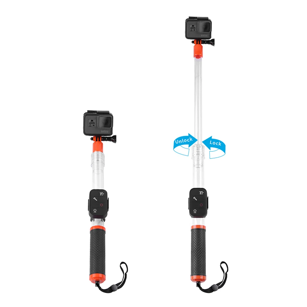 Insta360 onex flutuante transparente telecoping pólo monopé à prova dmonopoágua + clipe de montagem para gopro xiaomi yi 4k lite dji ação osmo